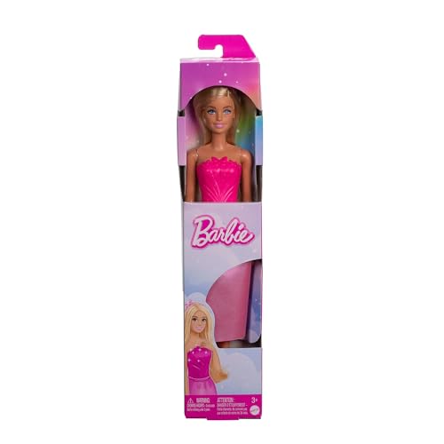 Image of Barbie Royal Fashion Doll with Blonde Hair, Removable Skirt & Accessories, Pink Butterfly-Themed Monochromatic Look