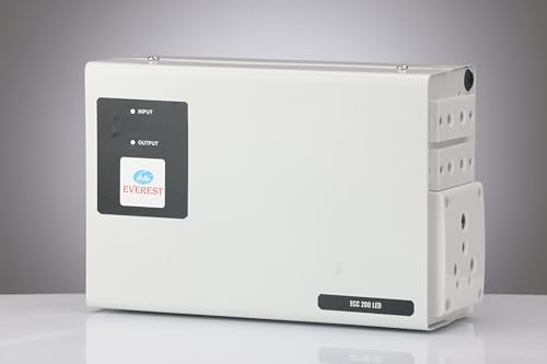 Image of Everest ECC 200 LED Voltage Stabilizer for TV up to 98 Inches, Set-Top Box & Home Theatre /Gaming Console | Wall Mount, Advanced Protection & Noiseless | White (Working Range : 90 V to 290 V)