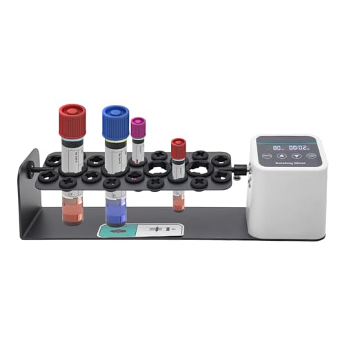 Digital Long Axis Rotating Mixer Shaker, Lab Tube Mixer, 20-80 RPM Adjustable Speed, 1 min - 23 hr 59 min Timer Design, for 2/5/10/15/50 ml Tubes