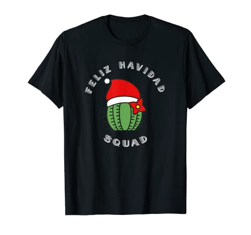 Image of Cute Feliz Navidad Squad Merry Christmas Cactus Santa Hat T-Shirt