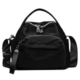 Duyijiff Top Handle Purses for Women Nylon Crossbody Bag Small Top Handle Handbags Lightweight Satchel Shoulder Bag (Black)