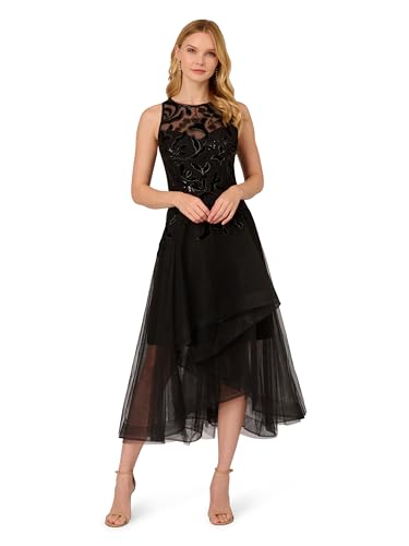 Image of Adrianna Papell Women's Halter Velvet Tulle Dress
