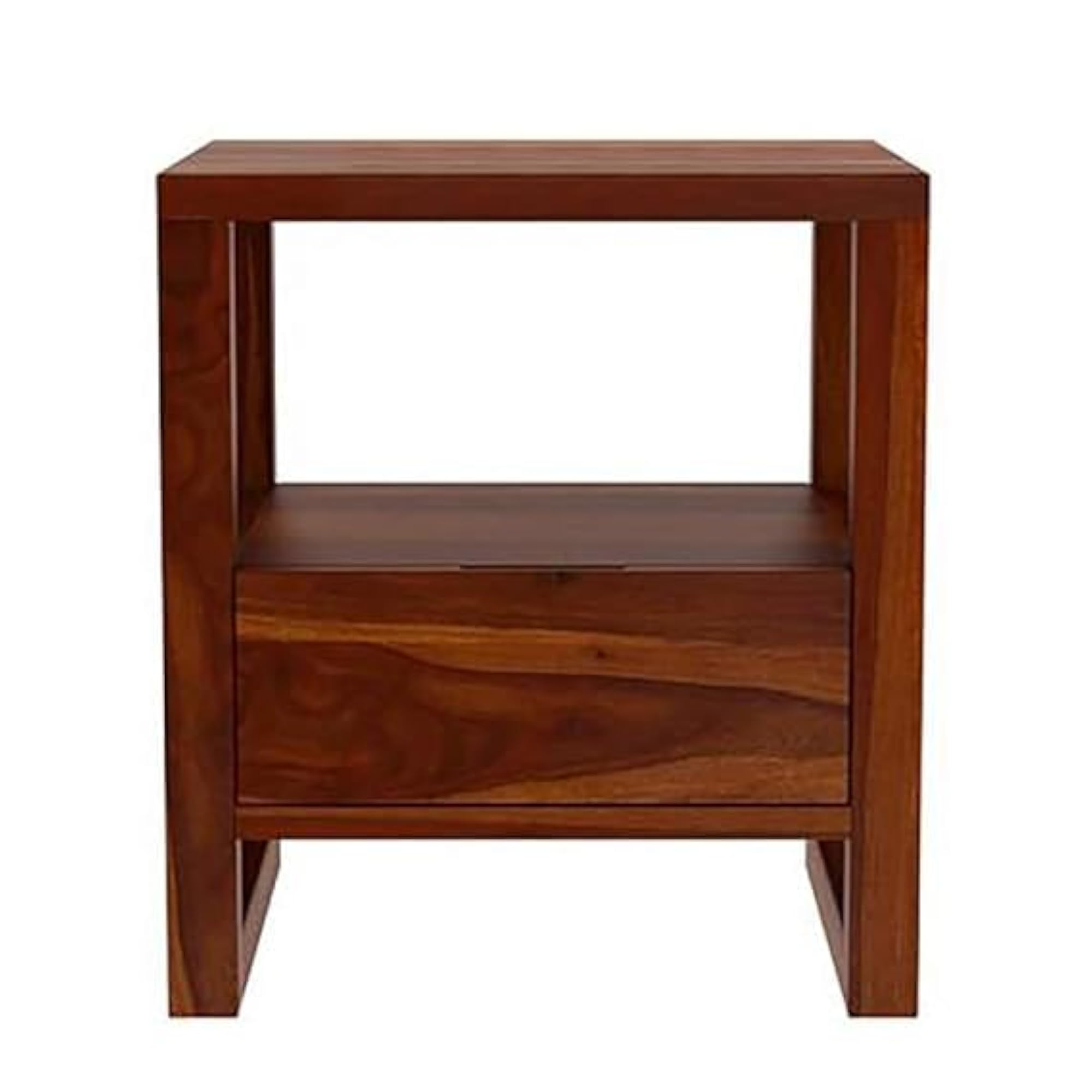 Solid Sheesham Wood Bedside Table with Drawer