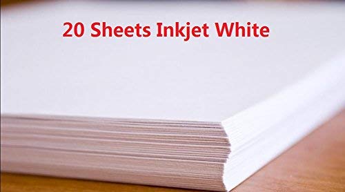 Rolurious 20 feuilles de papier de transfert de décalque de toboggan A4 blanc pour imprimante à jet d'encre