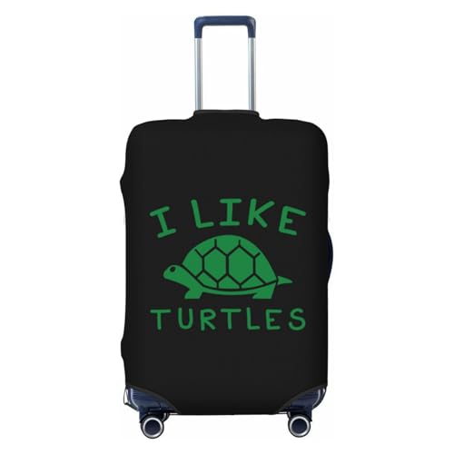 I Like Turtles Travel Luggage Cover Suitcase Protector Fits 18-21 Inch Case(Black,S)