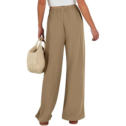 Linen Pants Women Wide Leg High Waisted Palazzo Pant Casual Business Flowy Summer Beach Vacation Trousers with Pocket4
