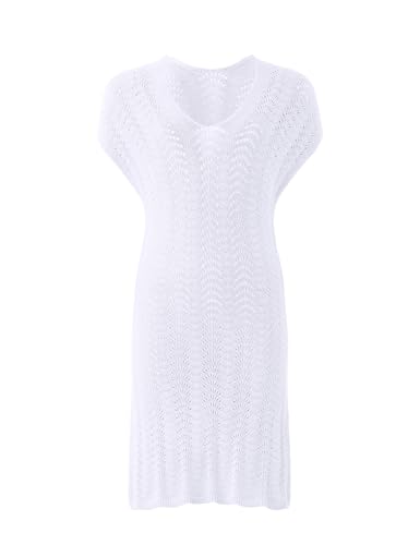 Girls Cut Out Crochet Coverup V Neck Short Sleeve Beach Dress Summer Swimwear Beachwear for 4-13Y3