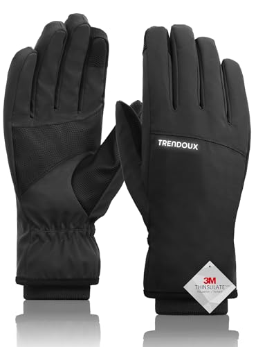 TRENDOUX Gant Chaud Hiver Homme Femme, Gants Tactiles Polaire, Anti Froid Coupe-Vent Antidérapant Imperméable Élastiqués pour Ski Snowboard Velo Scooter...