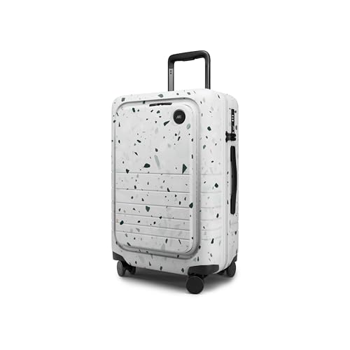 Monos Carry-On Pro Plus Luggage 23 Inch Hardside Spinner Suitcase with TSA Lock & Laptop Front Pocket | Airline Approved 42L Polycarbonate Rolling Carry On | Fits 16 Laptop | Terrazzo White