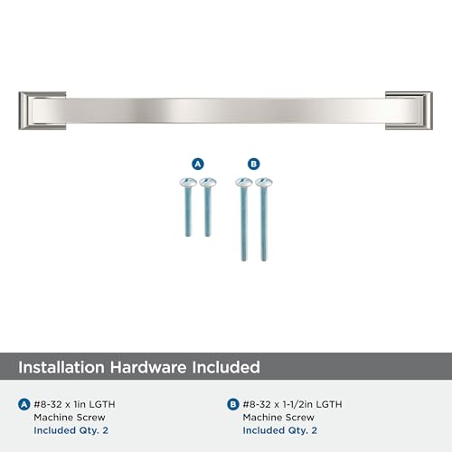 Image of Amerock Candler 8-13 /16 inch (224mm) Center-to-Center Polished Nickel Cabinet Pull, BP29351PN