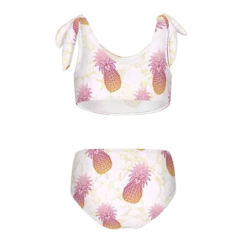Girls Pineapple Texture Pattern Swimsuit Two Pieces Bikini Set Bathing Suits Swimwear Crop Top Swimsuit Set2