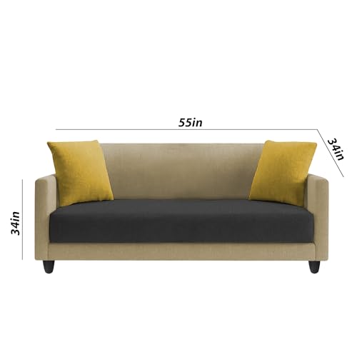 Image of Casaliving Dominic 3 + 2 Seater Sofa Set for Living Room (Cream Black) Premium Fabric Sofa