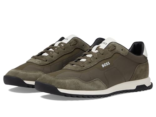 Image of BOSS Men's Zayn Low Profile Suede Leather Two Tone Sneaker