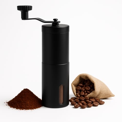 Image of Manual Coffee Bean Grinder - 18 Adjustable Grind Settings for Pour Over, Drip Coffee, Espresso, Moka Pot & Aeropress (Black)