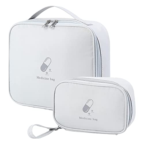 Terrifi First Aid Kit Bags, 2 Pieces Empty Medicine Bag Portable Grey Medical Bags For Outdoor Camping, Travel, Work