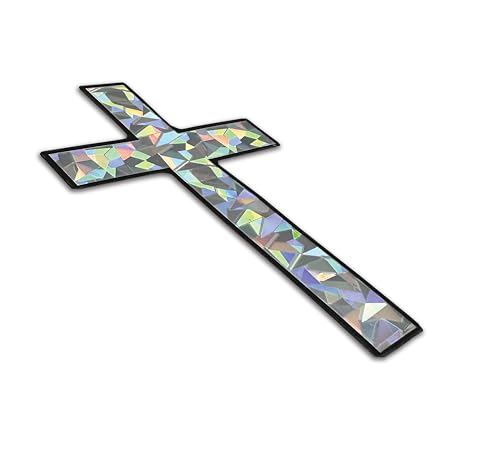 Image of Elektroplate Christian Cross Reflective Decal (3.25 inch x 2.1 inch) Premium Automotive-Grade All Weather Sticker for Car, Water Bottle, Laptop, Phone & More | Made in the USA