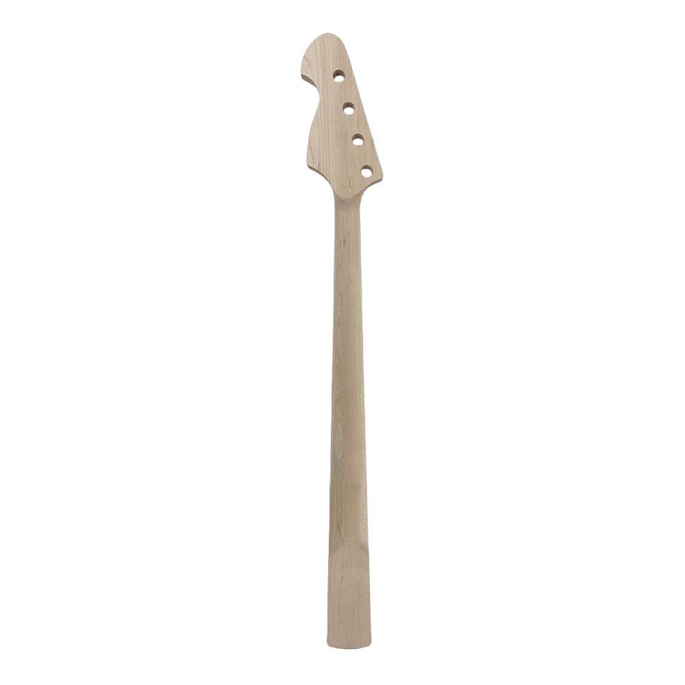 Manche de rechange pour guitare basse style J - Échelle de 86,4 cm, 21 frettes, touche en érable/palissandre - Incrustation de points - Talon de 65 mm, écrou de 38 mm, réglage du bas