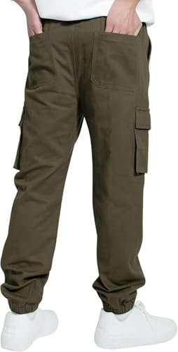 Image of ADBUCKS Boys' Cotton Cargo Joggers - Soft, Casual Pants with Pockets II Boy's Relaxed Cargo Joggers Pants for Boy
