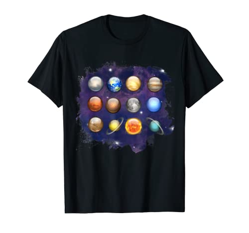 Solar System Planetas Ciencia Ventiladores Espaciales Niños Niñas STEM Niños Camiseta