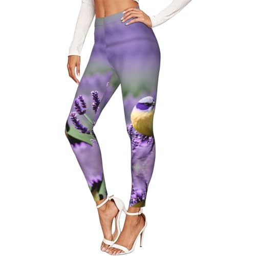 Leggings de compresión estampados deportivos mujer mallas flores lavanda suaves
