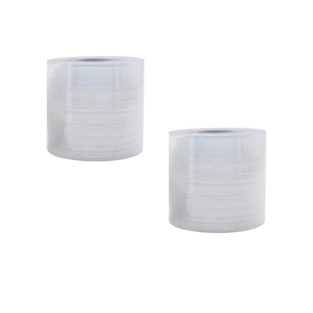 QUUPY 2 Rolls Clear Stretch Wrap for Bottles Heavy Duty Stretch Film Shrink Wrap Roll Packing Supplies for Jars Bottles Cans Tin Lip Gloss