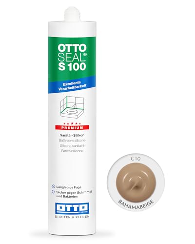 OTTOSEAL S 100 Premium-Sanitär-Silikon 300ml C10 bahamabeige Sicher gegen Schimmel & Ideal fur Bad Kuche & Wohnbereich Hervorragend Glätt- & Modellierbar