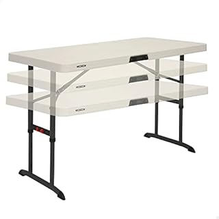 LIFETIME 80522 4 ft (1.22 m) Commercial Adjustable Folding Table, Almond