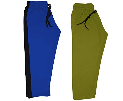 Image of indi weaves Kids Unisex Solid Fleece Warm Track Pants Winter Lower for Boys & Girls (Mehadi, Royal Blue, 2-3 Years) Pack of 2