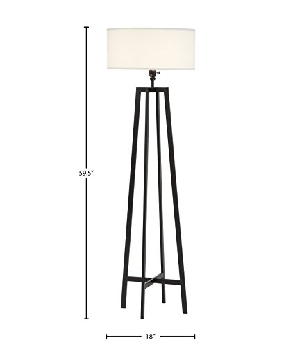 Amazon Brand – Stone & Beam Deco Metal Frame Living Room Standing Floor Lamp With Light Bulb and White Shade - 18 x 18 x 59.5 Inches, Black Amazon Brand – Stone & Beam Deco Metal Frame Living Room Standing Floor Lamp With Light Bulb and White Shade - 18 x 18 x 59.5 Inches, Black