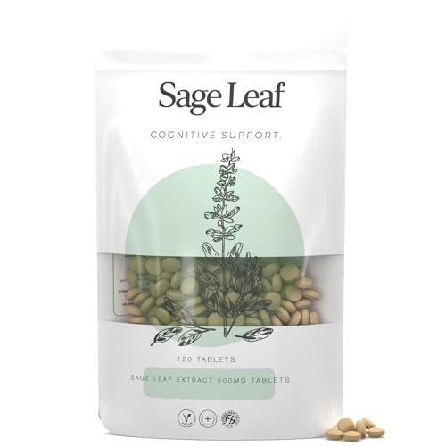 Fitness Health Sage Leaf Tablet 500MG - Stop Sweating Tablets - Sharpen Memory - High Strength Sage Complex - Sage Supplement - Sage Extract Tablets Herbal Tablets - (120 Tablets)