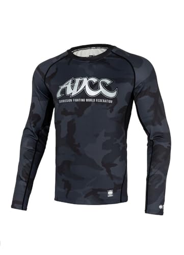 PITBULL Camiseta de manga larga para hombre Rashguard Gym Sport Pit Bull West Coast ADCC Camo, All Black Camo, L