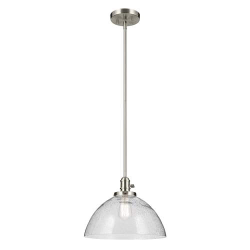 Avery 11" 1-Light Dome Pendant with Clear Seeded Glass in