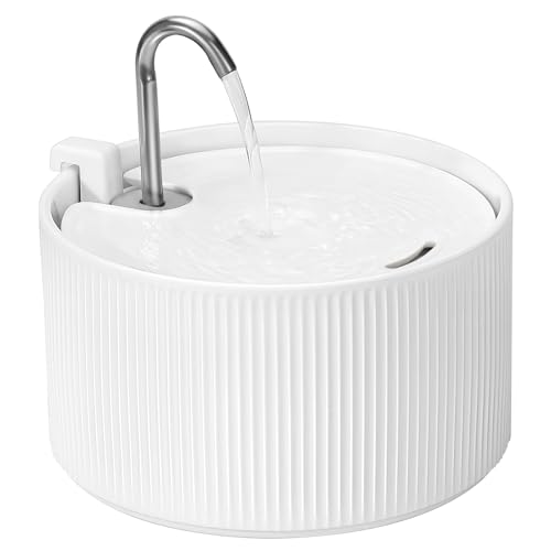 Upgrade Ceramic Cat Water Fountain, 2.2L/78oz Ceramic Cat Fountain, Automatic Ceramic Water Fountain for Cats, Pet Water Fountain with Ultra-Quiet Pump (White)