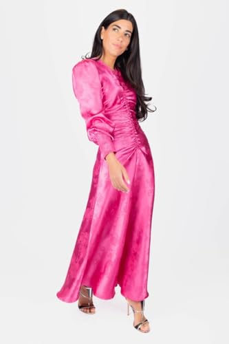 Audrey Dress – Modest Elegant Long Sleeve A-Line Maxi Dress for Women (Pink)3