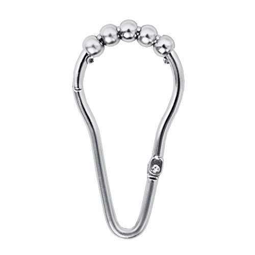 MAYTEX Comcl Shower Curtain Hook V-Hinged Glide, Metal Chrome