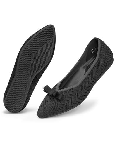 Women's Pointed Toe Flats Knit Dress Slip-on Ballet Flats Shoes Comfort Classic Work Business Office Shoes