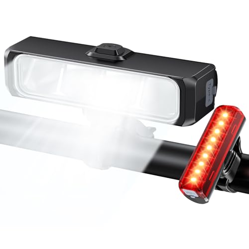 EOIWUY Luces Bicicleta Delantera y Trasera, Aluminio Cuerpo Luz Bicicleta Delantera Súper Brillante & Haz Amplio, Luz Bici Recargable USB con 4+5 Modos, Linterna Bicicleta para E Bike/MTB/Todo Terreno