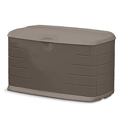 Rubbermaid Medium Resin Outdoor Storage Deck Box (73 Gal), Weather Resistant, Brown, Deck Organization for Home/Backyard/Pool Chemicals/Toys/Garden Tools/Porch/Patio Cushions