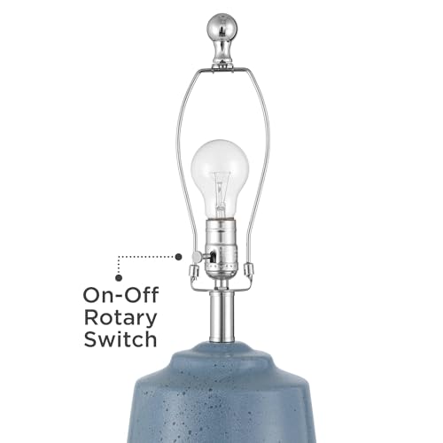 360 Lighting Aegean 28" Tall Coastal Modern Table Lamps Set of 2 Blue White Finish Ceramic Linen Beige Shade Living Room Bedroom Bedside Nightstand House Office Family Reading Kitchen Entryway - Image 5