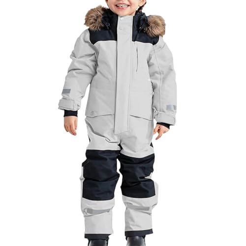 Combinaison de neige coupe-vent et thermique pour garçon en gris clair