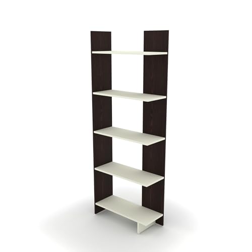 Image of ESTANTERIA Cube Mount Book Shelf Wooden Engineer Wood Book Rack for Study Room 5 Tier Corner Rack Storage Organizer Modern Book Display Showcase Stand for Library, Living Room,Office(Wenge /Frosty)