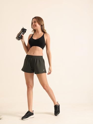 Image of Women's Athletic Running Shorts, Quick-Dry Lightweight Fabric, Elastic Waistband with Inner Drawstring, Side Pockets