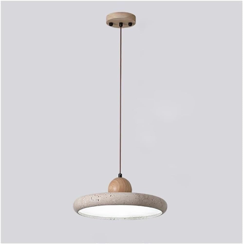 Style asiatique jaune et pierre naturelle pour cette suspension Wabi Sabi
