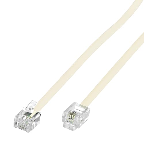 Image of RJ11 6P4C Modular Telephone Extension Cable Phone Cord Line Wire (15 Feet, Beige) (33206)