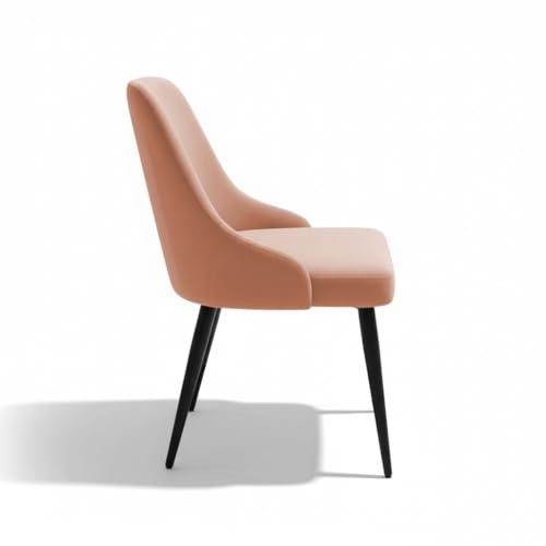 Image of Finch Fox Taskpro Modern Unique Velvet Upholstered Seating Living Room Dining Chair with Black Metal Legs in Peach Color