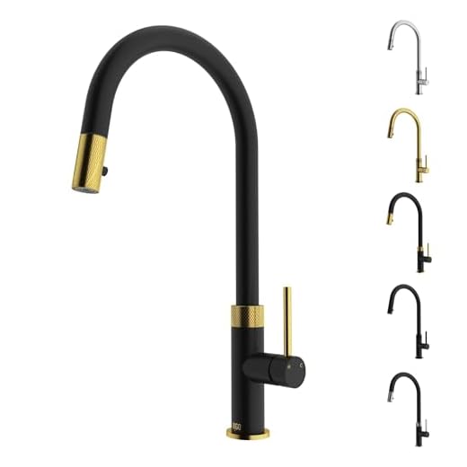 VIGO VG02033MGMB 18.63" H Bristol Single-Handle Pull-Down Sprayer Kitchen Faucet in Matte Gold/Matte Black