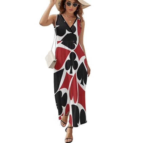 Women's Summer Casual Wrap Dress Sleeveless Flared Midi Dress