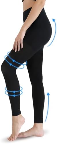 Compression Tights Women, 20-30mmHg Graduated Support Compression Pantyhose Footless Medical Compression Stockings High Waist Compression Leggings for Varicose Veins, Edema, DVT(Black, Large)