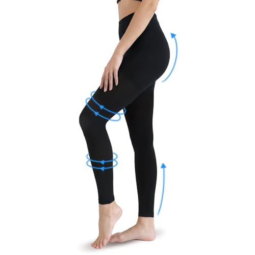 Compression Tights Women, 20-30mmHg Graduated Support Compression Pantyhose for Women Footless Medical Compression Stockings High Waist Compression Leggings for Varicose Veins, Edema, DVT Black