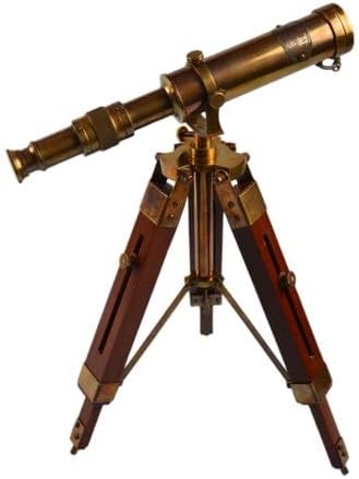 by SRK international Antique Nautical Vintage Decorative Solid Brass Telescope with Wooden Tripod.